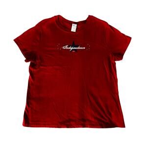 Dark Red Independence Day Crew Neck T-Shirt Womens Size XL